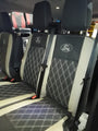 FORD TRANSIT VAN 9 SEATER & 6 SEATER 2012-2024, Leatherette tailor made seat covers made to fit FORD TRANSIT 9/6 Seater 2012-2024. perfectly! FORD TRANSIT 9/6 Seater for 2012-2024 Models. The covers are packed and ready to despatch within 4 working days.